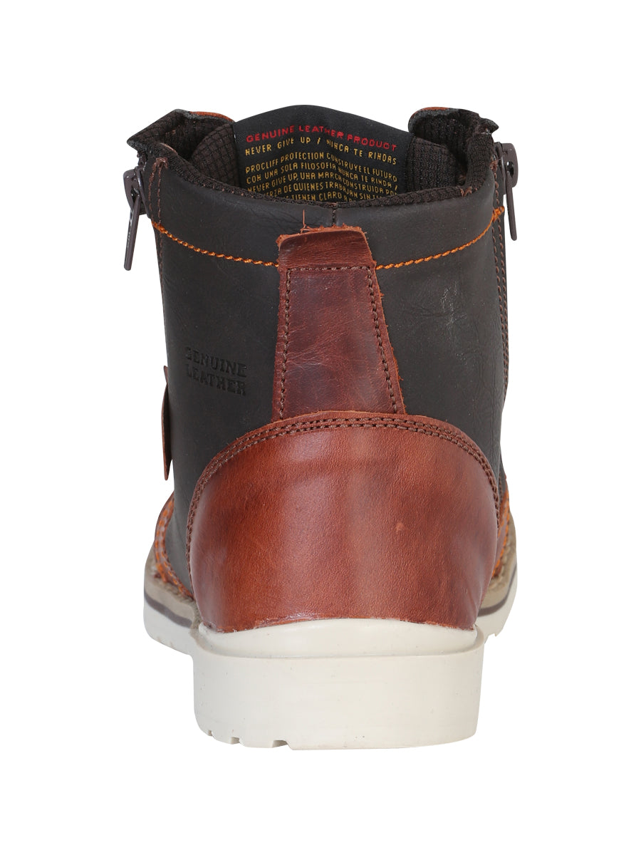 Bota de Mujer El General Trabajo en Piel Color Vino 35209