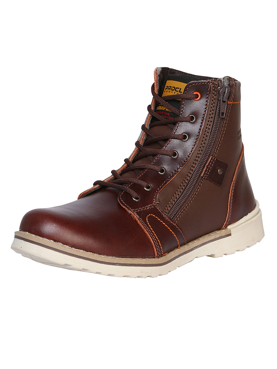 Bota de Mujer El General Trabajo en Piel Color Vino 35209