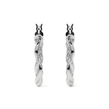 Arete Arracada Diamantada con tubos torcidos De Plata Ley 925 Para Mujer