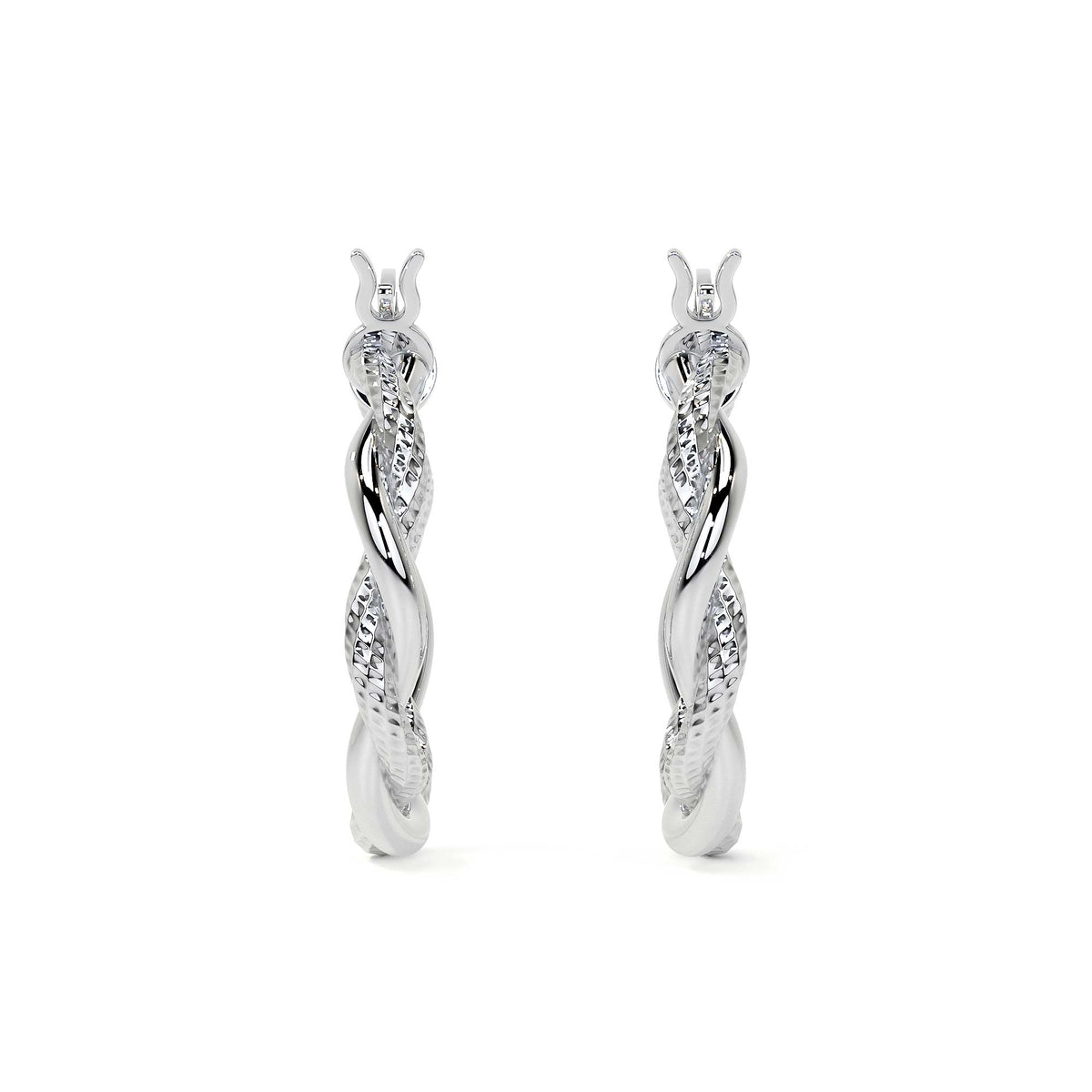 Arete Arracada Diamantada con tubos torcidos De Plata Ley 925 Para Mujer