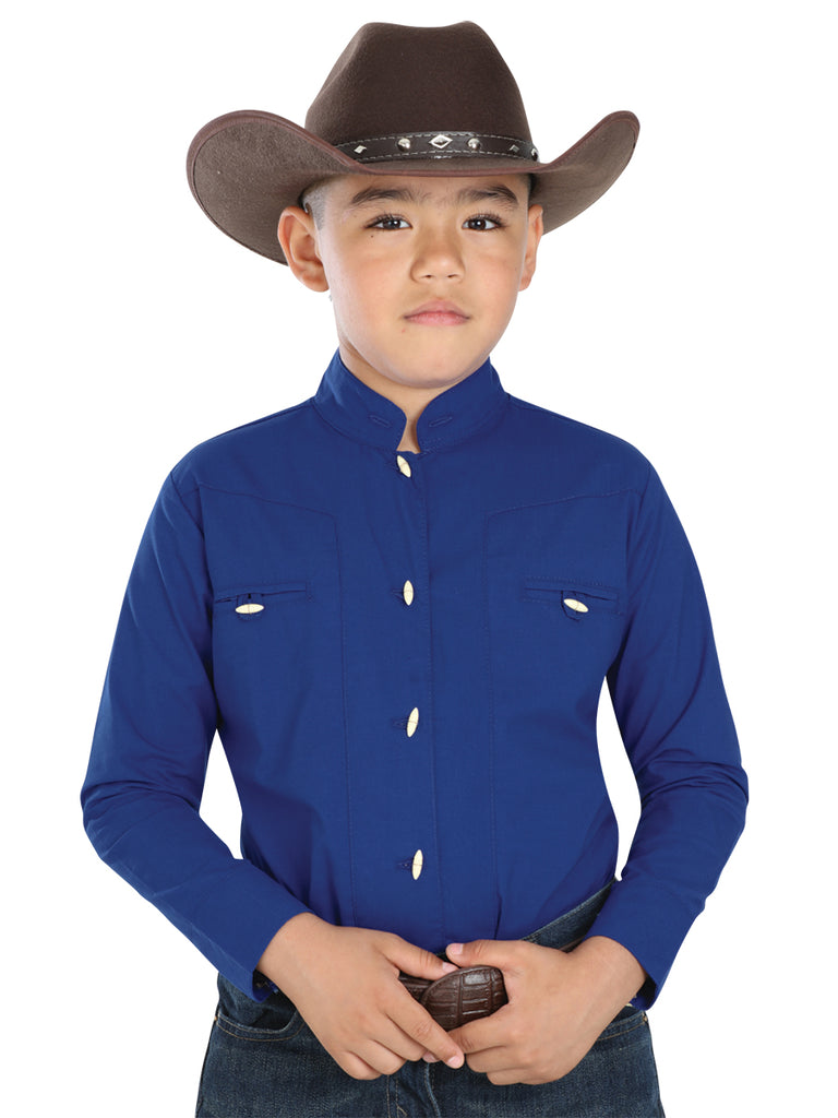 Camisa Vaquera de Niño El General MCHN11 Manga Larga Charro en 65% Poliéster 35% Algodón Color Azul 40368