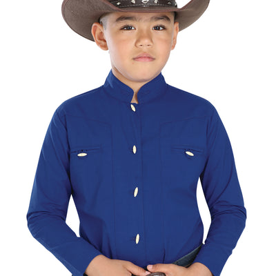 Camisa Vaquera de Niño El General MCHN11 Manga Larga Charro en 65% Poliéster 35% Algodón Color Azul 40368