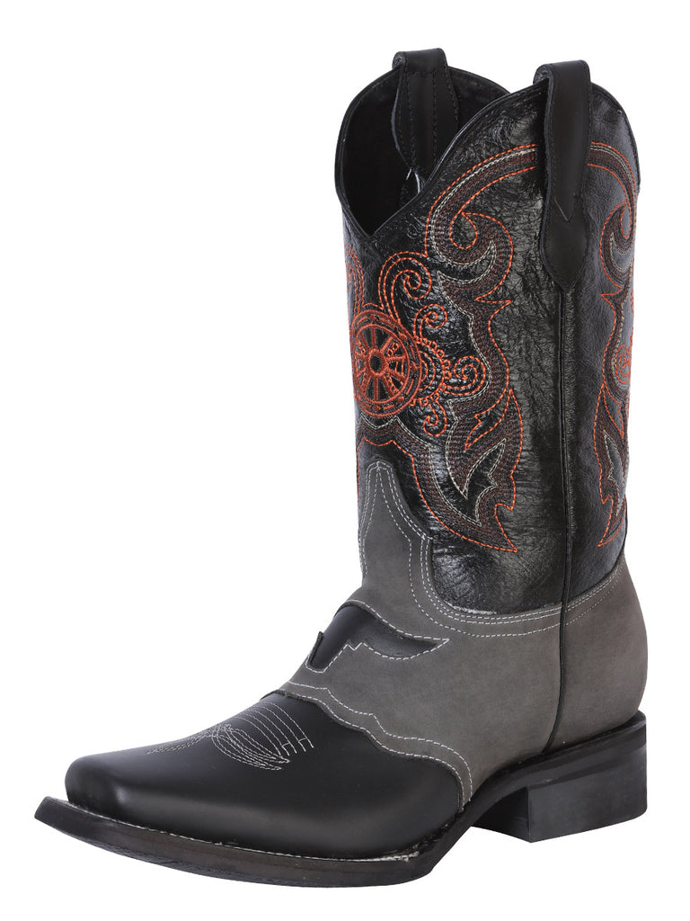 Bota Vaquera de Hombre El General Edl-03-27 Rodeo en Piel Crazy Color Negro/Gris 40668