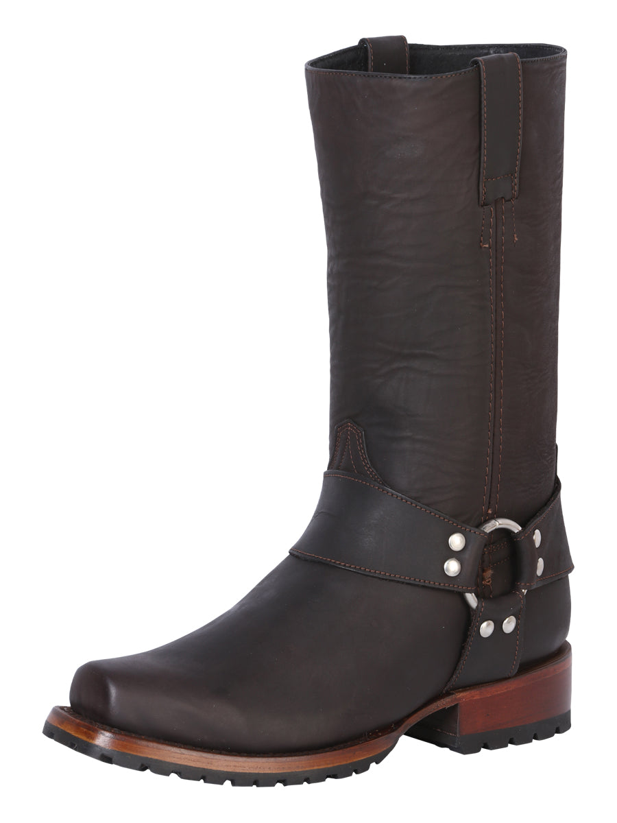 Bota Vaquera Biker Hombre El General Edición Limitada Piel Crazy Bovino Chocolate - Modelo 40673