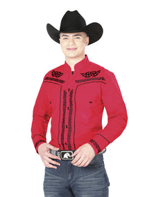 Caballero el Señor de los Cielos Charro Bordado Camisa Rojo/negro 40786