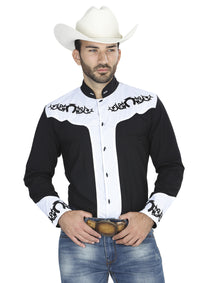 Camisa Charra Manga Larga El General Chc063 65% Poliester 35% Algodon Negro 40795