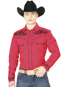 el General Bordado Vaquero Camisa Rojo/negro 40989