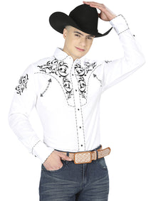 el General Bordado Vaquero Camisa Blanco/negro 40991