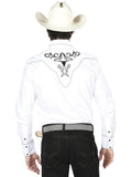 Camisa Vaquera de Hombre El General Manga Larga Bordada Casual en 65% Poliéster 35% Algodón Color Blanco/Negro 41004