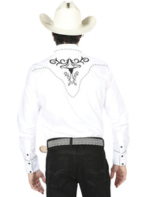 el General Bordado Vaquero Camisa Blanco/negro 41004
