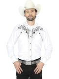 Camisa Vaquera de Hombre El General Manga Larga Bordada Casual en 65% Poliéster 35% Algodón Color Blanco/Negro 41004