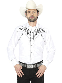 el General Bordado Vaquero Camisa Blanco/negro 41004