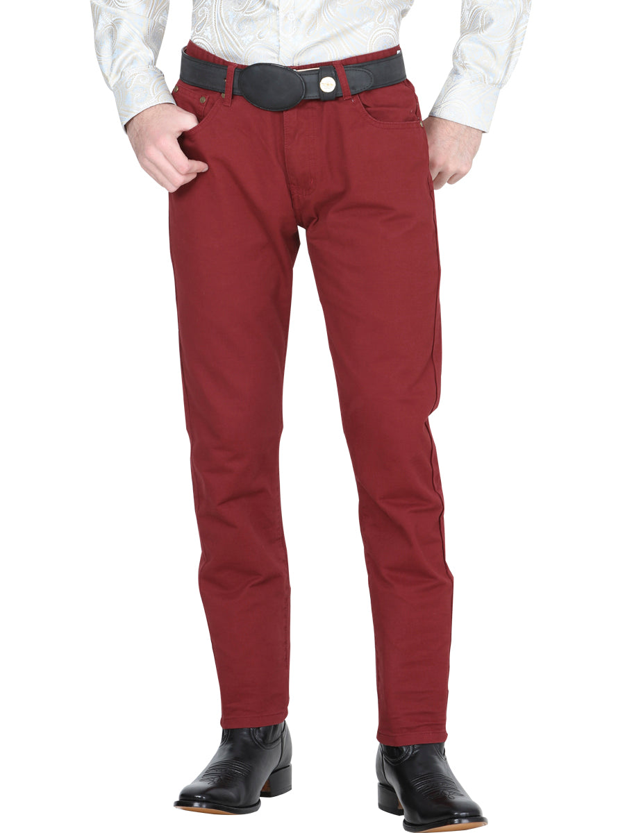 Pantalón de Mezclilla de Hombre El General AM005 en Mezclilla Color Vino 41333