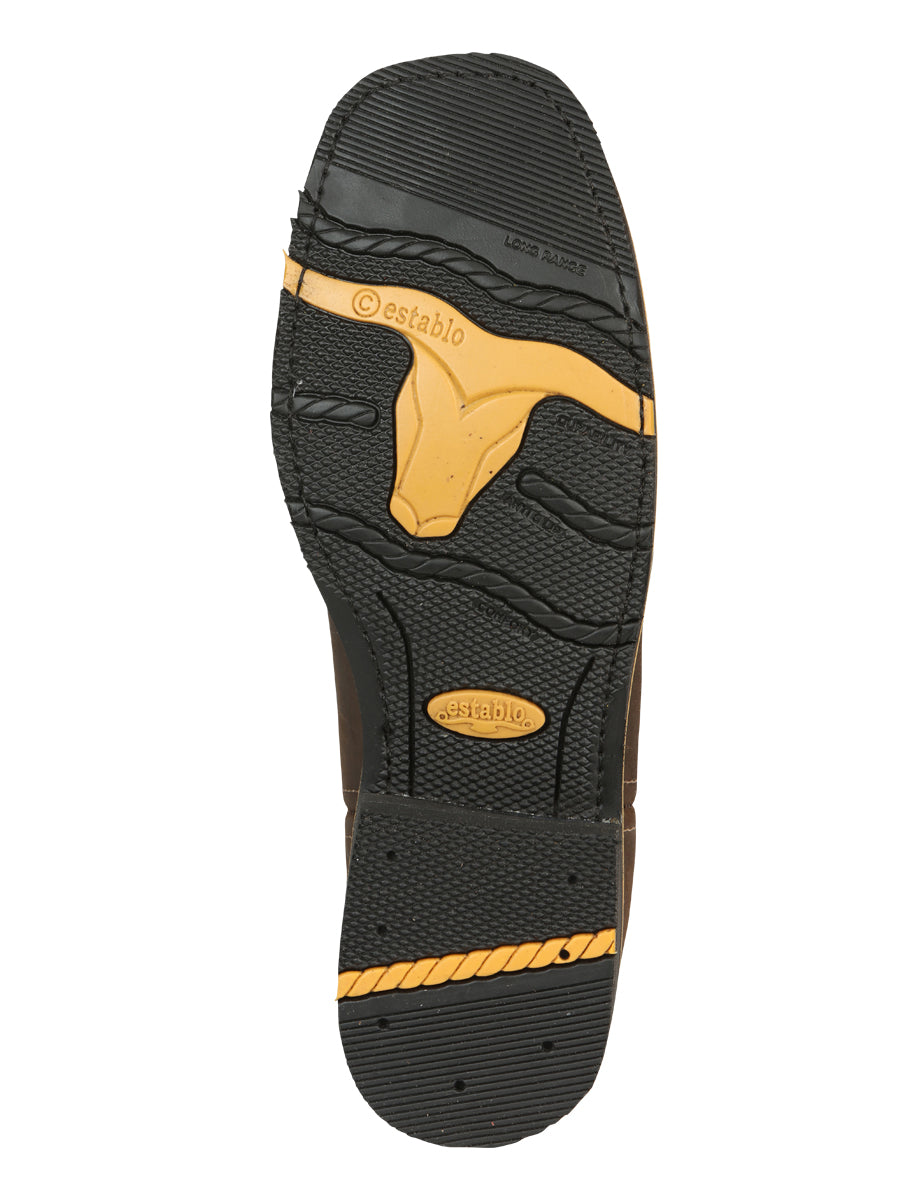 Establo Caballero Rodeo Bota - Loco Piel Beige con Punta de Acero 41544