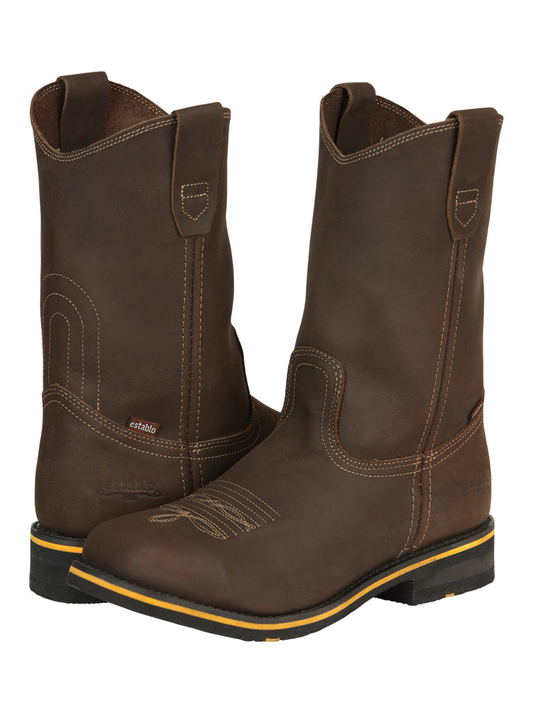 Establo Caballero Rodeo Bota - Loco Piel Beige con Punta de Acero 41544