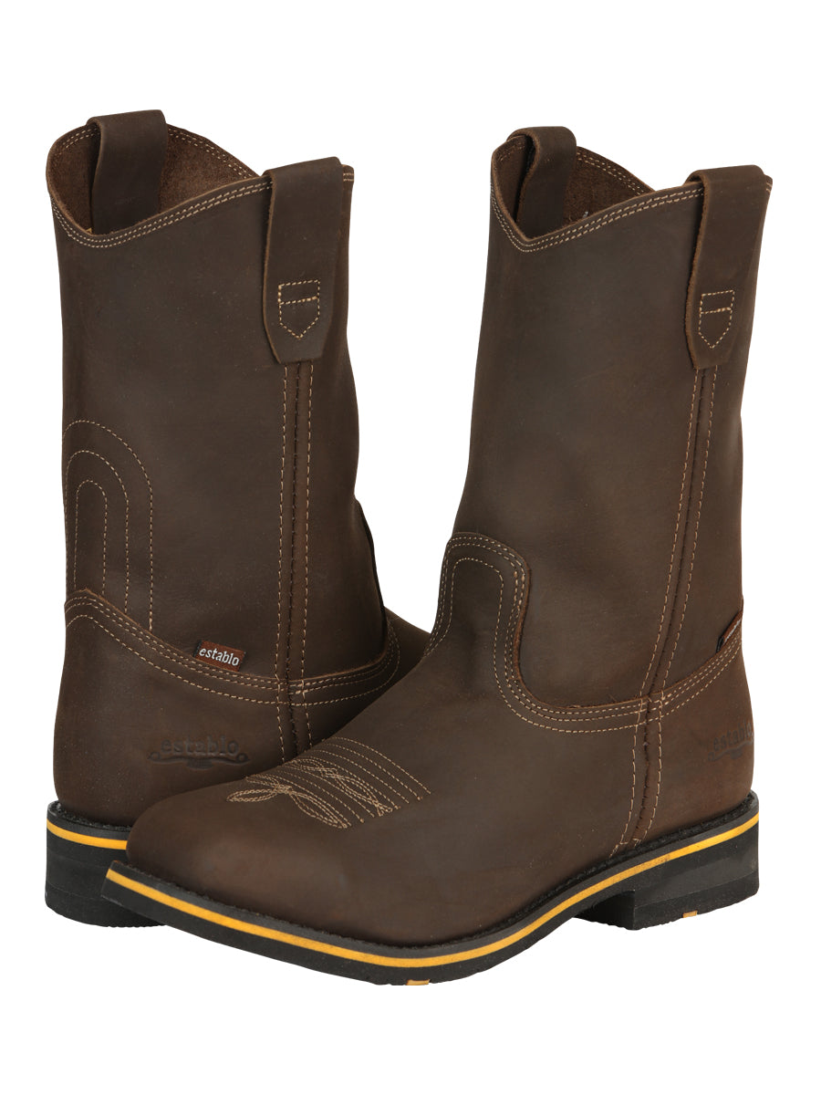 Establo Caballero Rodeo Bota - Loco Piel Beige con Punta de Acero 41544