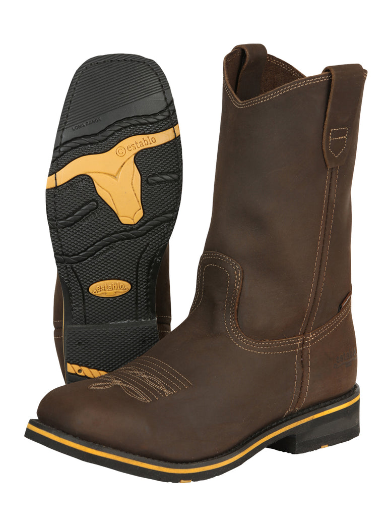 Establo Caballero Rodeo Bota - Loco Piel Beige con Punta de Acero 41544