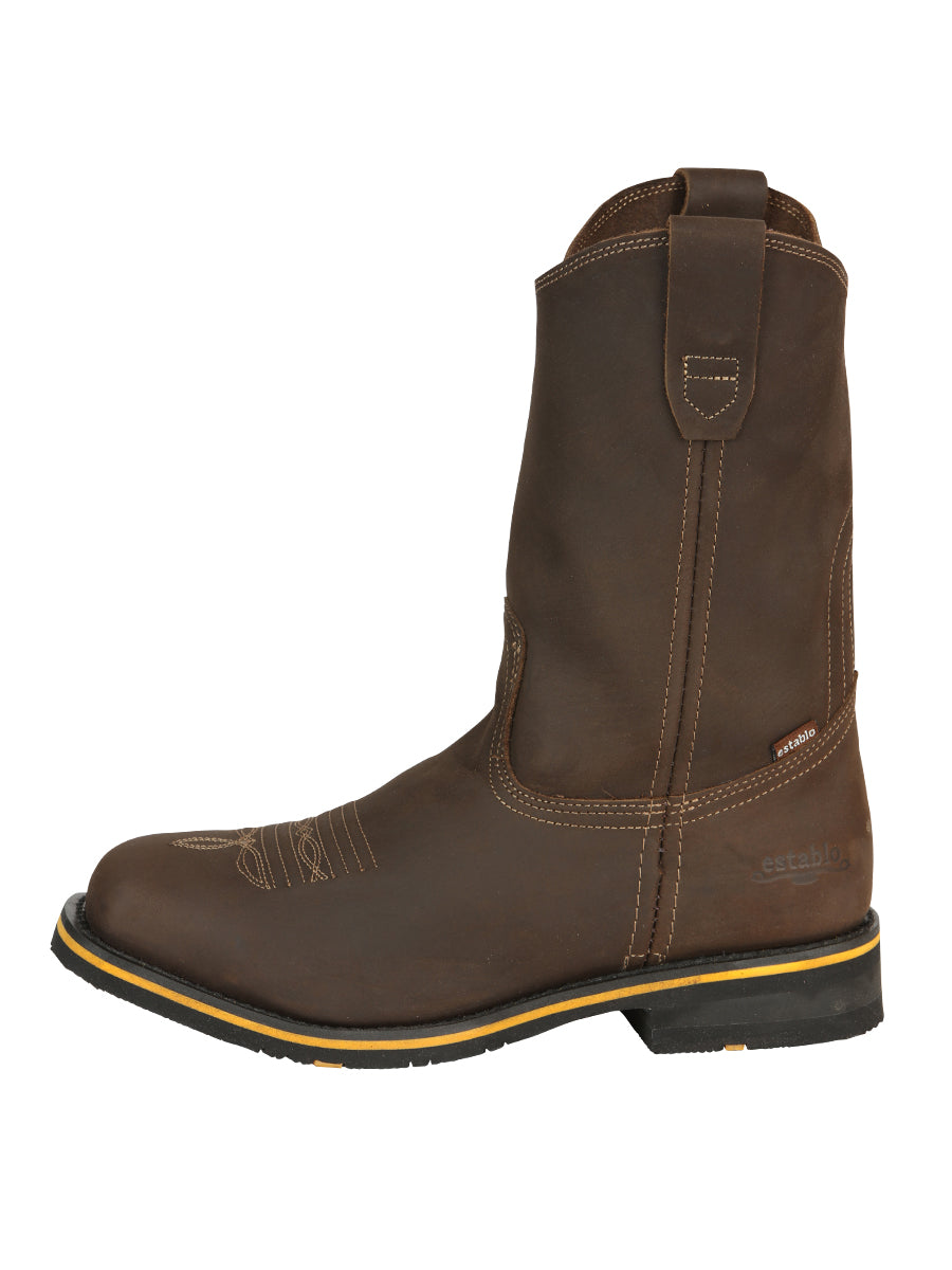 Establo Caballero Rodeo Bota - Loco Piel Beige con Punta de Acero 41544