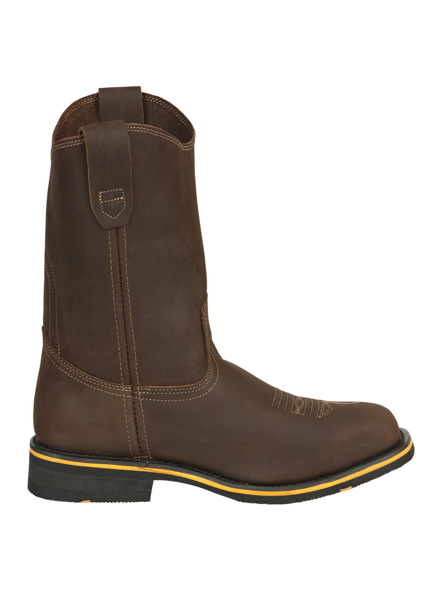 Establo Caballero Rodeo Bota - Loco Piel Beige con Punta de Acero 41544