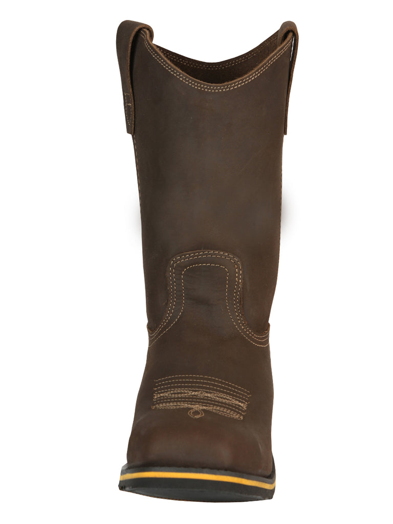 Establo Caballero Rodeo Bota - Loco Piel Beige con Punta de Acero 41544