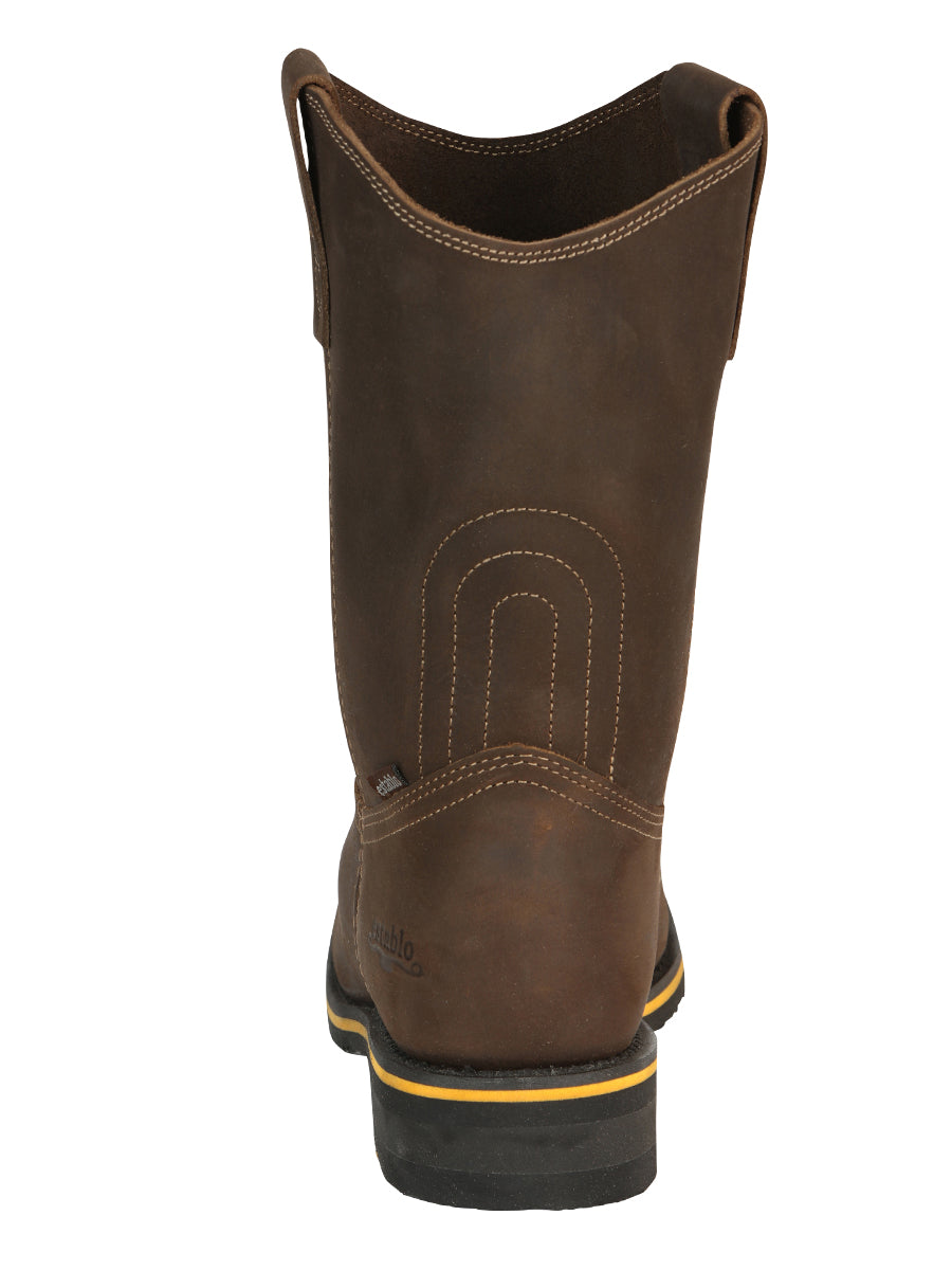 Establo Caballero Rodeo Bota - Loco Piel Beige con Punta de Acero 41544
