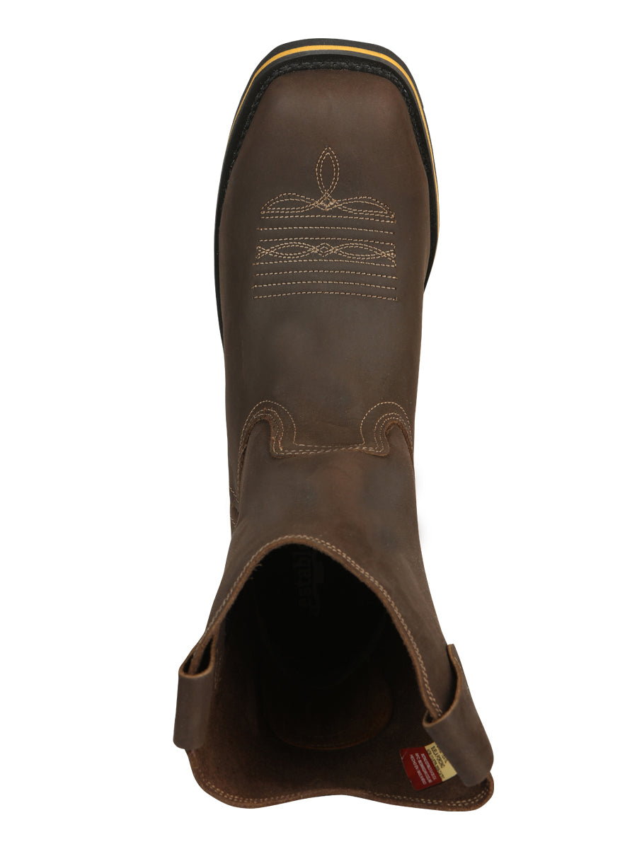 Establo Caballero Rodeo Bota - Loco Piel Beige con Punta de Acero 41544