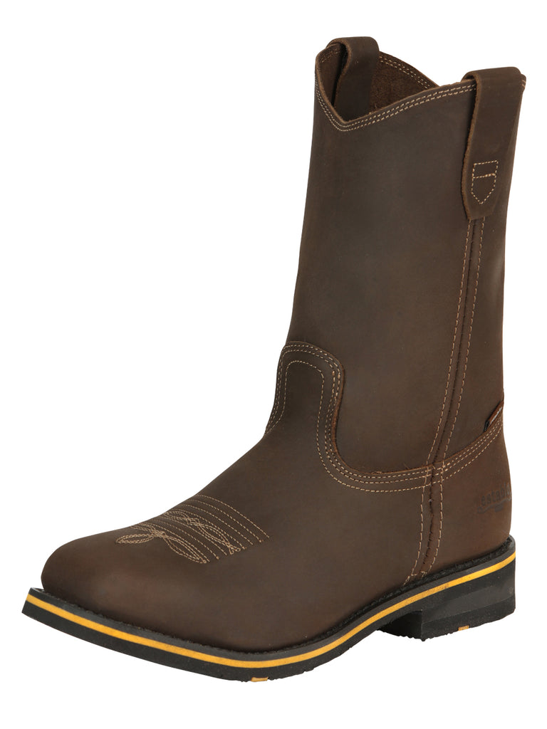 Establo Caballero Rodeo Bota - Loco Piel Beige con Punta de Acero 41544