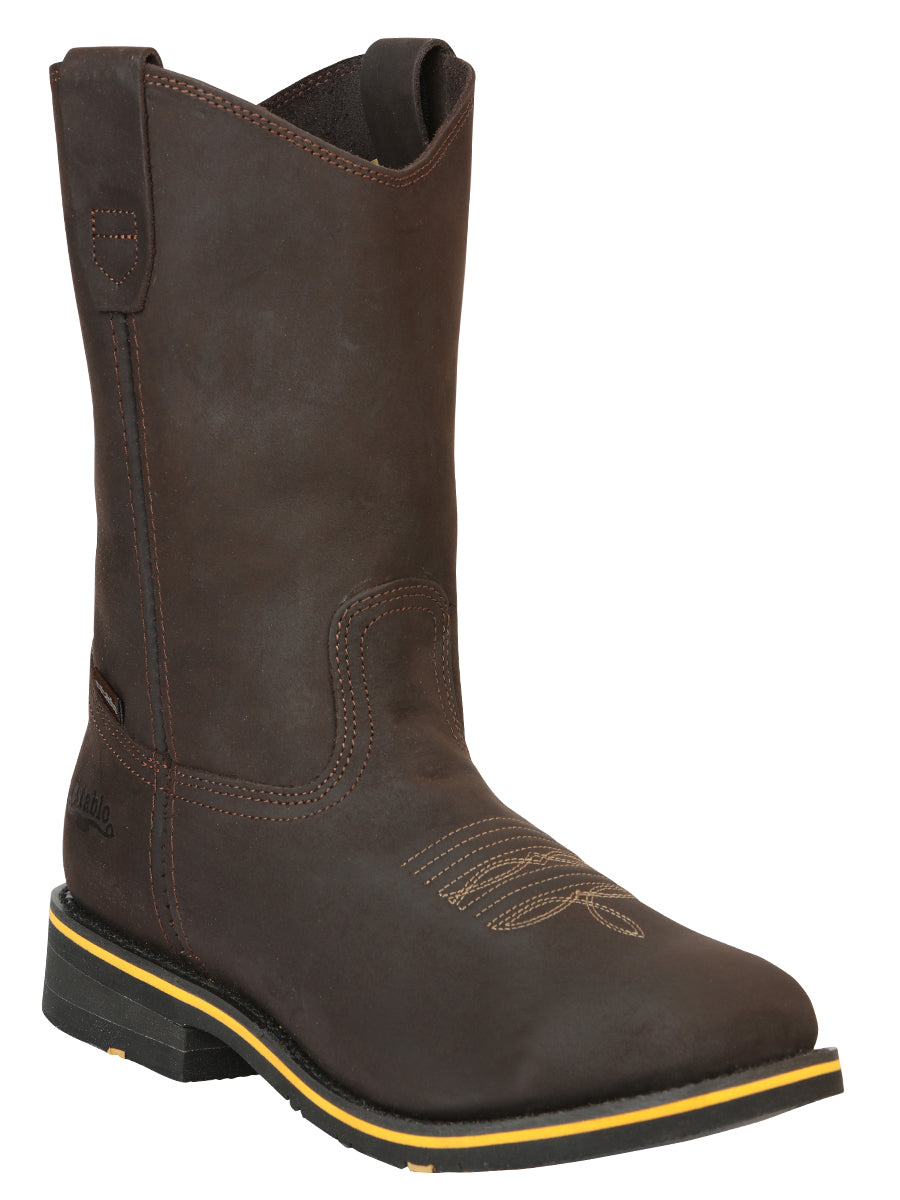 Establo Caballero Rodeo Bota - Loco Piel Chocolate con Punta de Acero 41545