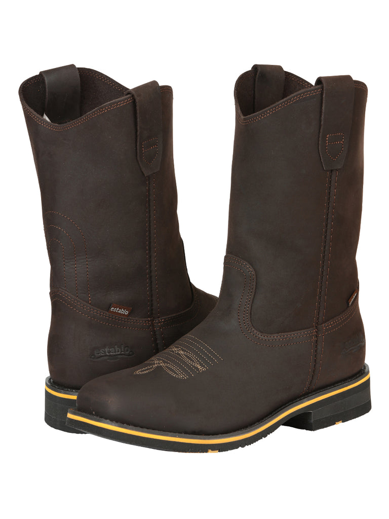 Establo Caballero Rodeo Bota - Loco Piel Chocolate con Punta de Acero 41545