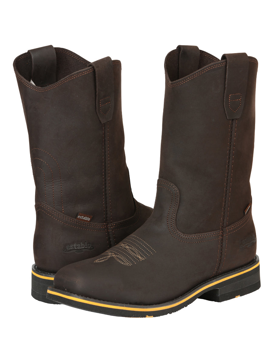 Establo Caballero Rodeo Bota - Loco Piel Chocolate con Punta de Acero 41545