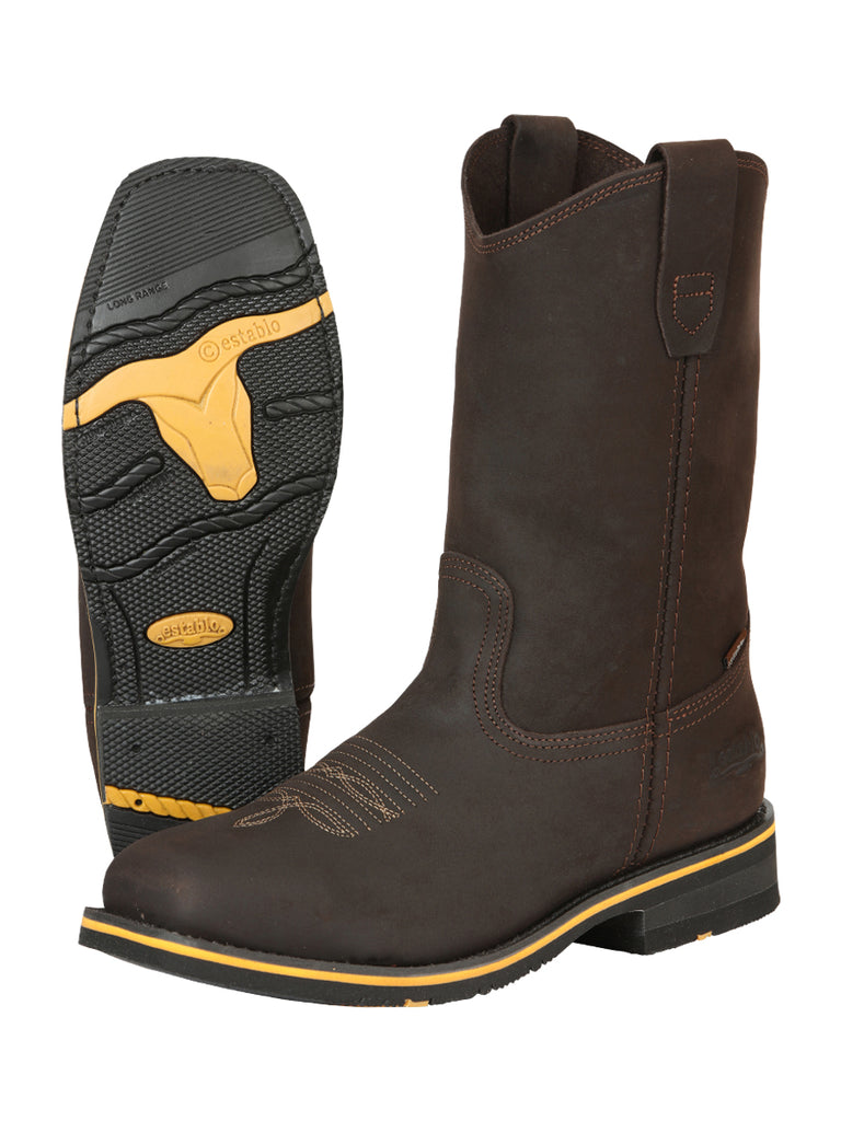 Establo Caballero Rodeo Bota - Loco Piel Chocolate con Punta de Acero 41545