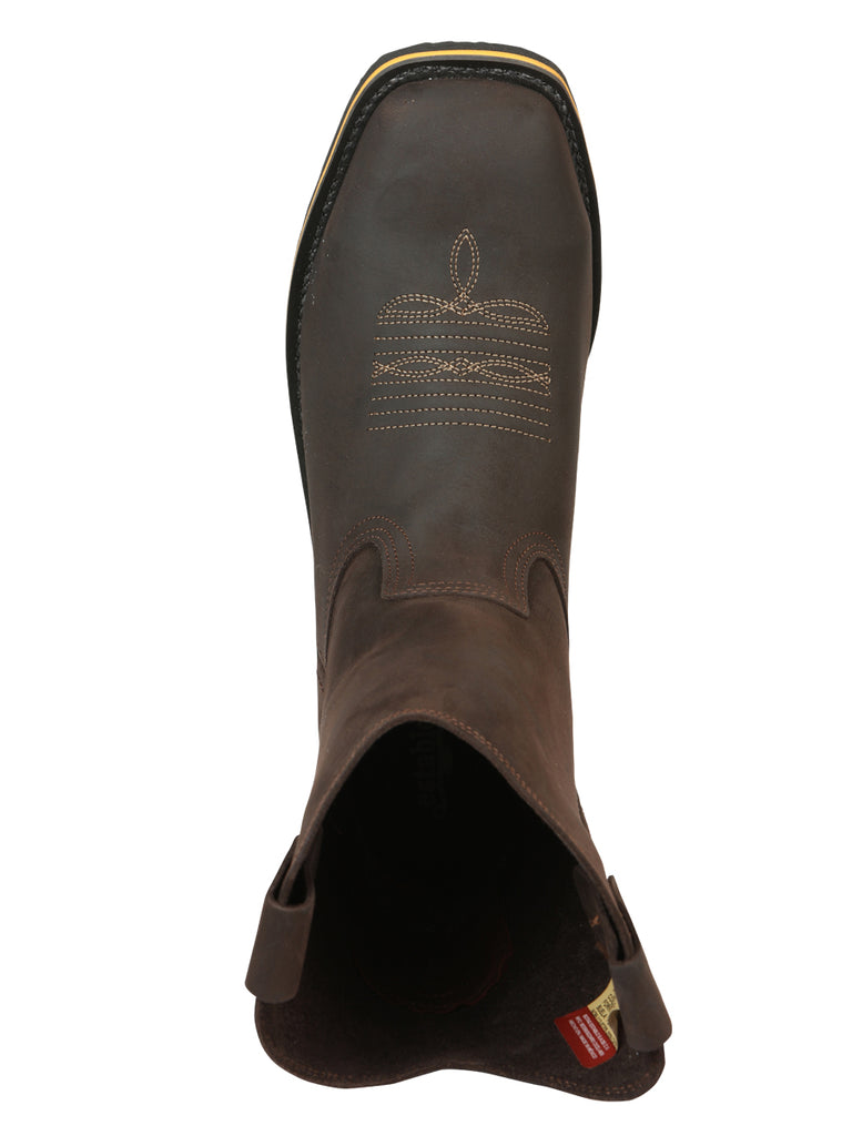 Establo Caballero Rodeo Bota - Loco Piel Chocolate con Punta de Acero 41545