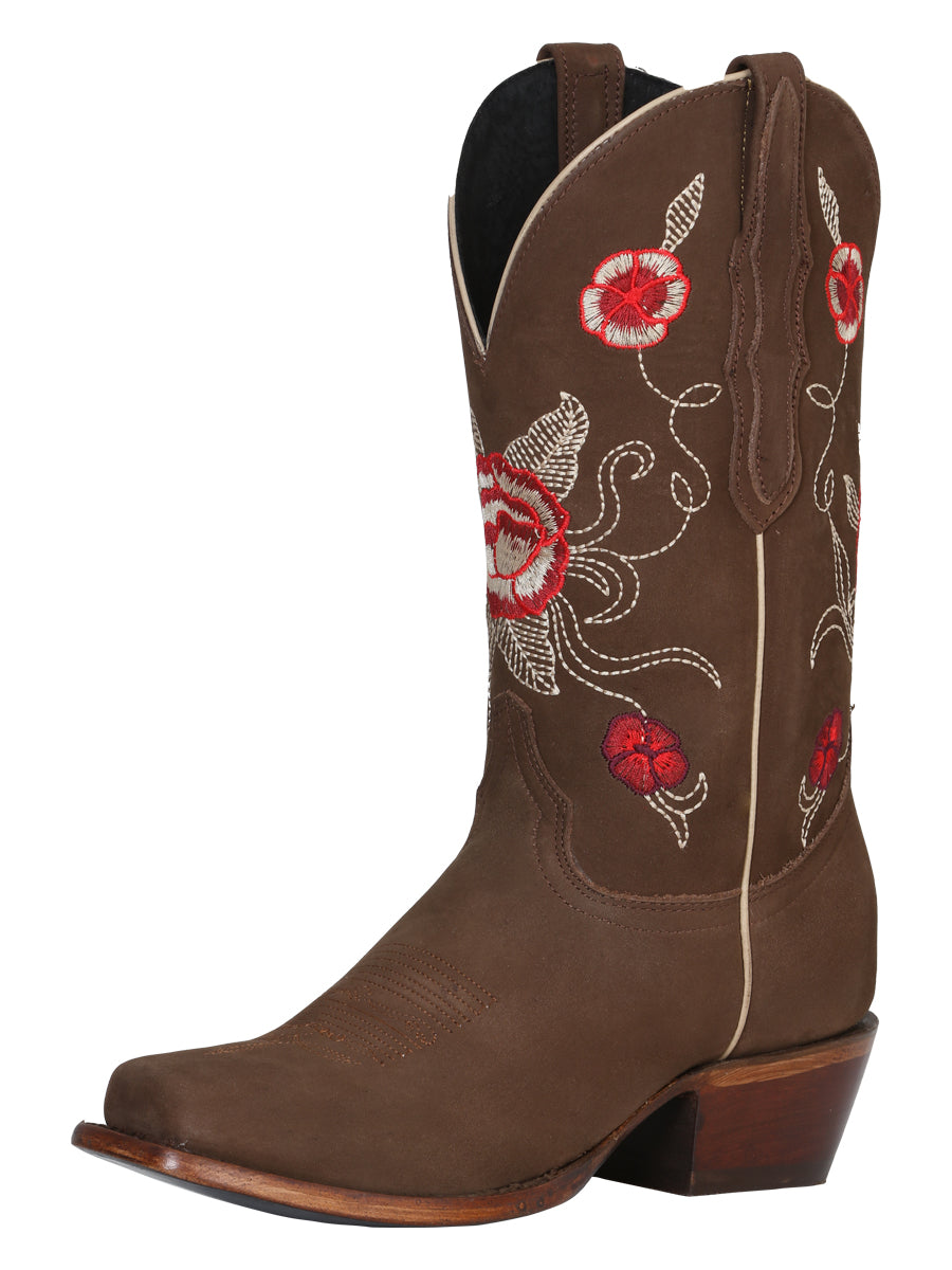 Bota Vaquera Rodeo Mujer El General Piel Nobuck Bovino Camel - Modelo 41784