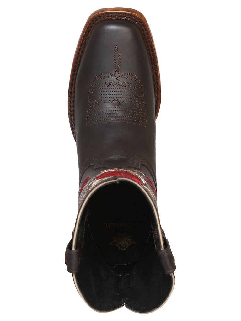 Bota Vaquera de Mujer El General Rodeo en Piel Crazy Color Chocolate 41785