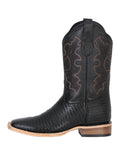 Bota Vaquera Rodeo Hombre El General Piel Bovino Grabado Tejido Negro - Modelo 41790
