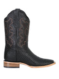 Bota Vaquera Rodeo Hombre El General Piel Bovino Grabado Tejido Negro - Modelo 41790