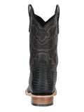 Bota Vaquera Rodeo Hombre El General Piel Bovino Grabado Tejido Negro - Modelo 41790