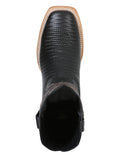 Bota Vaquera Rodeo Hombre El General Piel Bovino Grabado Tejido Negro - Modelo 41790