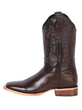 Bota Vaquera Rodeo Hombre El General Piel Bovino Grabado Tejido Tabaco - Modelo 41791
