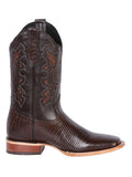 Bota Vaquera Rodeo Hombre El General Piel Bovino Grabado Tejido Tabaco - Modelo 41791