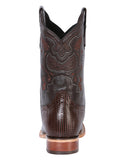 Bota Vaquera Rodeo Hombre El General Piel Bovino Grabado Tejido Tabaco - Modelo 41791