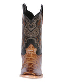 Bota Vaquera Rodeo Hombre El General Piel Bovino Grabado Cocodrilo Café - Modelo 41794