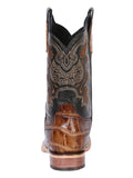 Bota Vaquera Rodeo Hombre El General Piel Bovino Grabado Cocodrilo Café - Modelo 41794