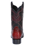 Bota Vaquera Rodeo Hombre El General Piel Bovino Grabado Avestruz Black Cherry - Modelo 41901