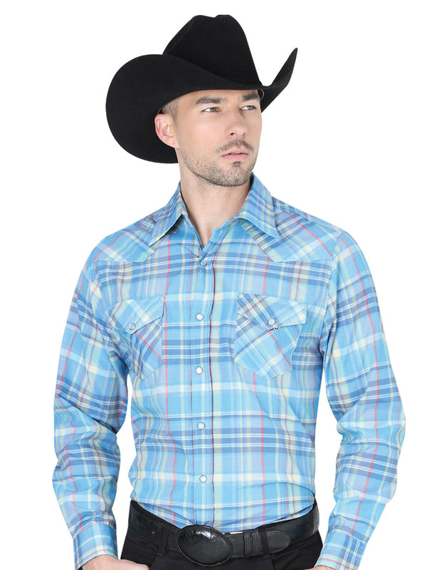 Camisa Vaquera de Hombre El General R2018-5 Manga Larga Bordada en 60% Algodón 40% Poliéster Color Azul 41976