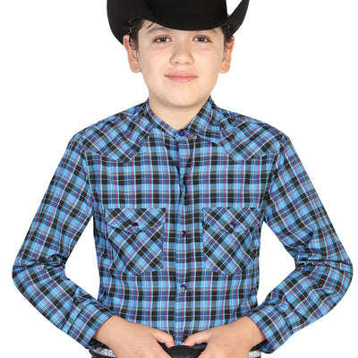 Camisa Vaquera de Niño El General 2019-48 en 55% Algodón 45% Poliéster Color Azul Rey 42320