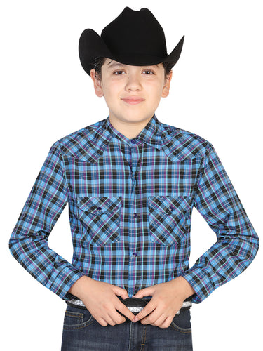 Camisa Vaquera de Niño El General 2019-48 en 55% Algodón 45% Poliéster Color Azul Rey 42320