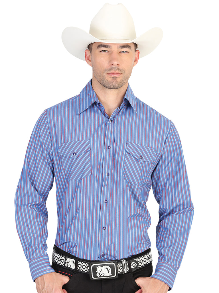 Camisa Vaquera de Hombre El General 2019-51 Manga Larga Casual en 55% Algodón 45% Poliéster Color Azul 42323