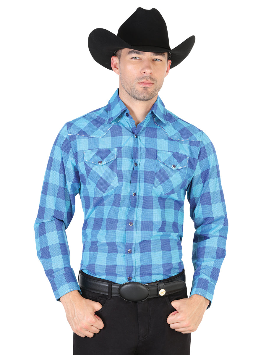 Camisa Vaquera de Hombre El General 2019-84 Manga Larga Casual en 55% Algodón 45% Poliéster Color Azul 42484