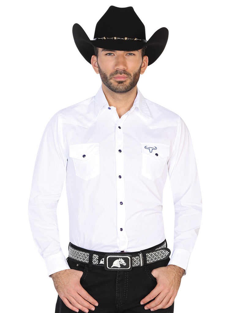 Camisa Vaquera de Hombre El General 2019-106 Manga Larga Casual en 55% Algodón 45% Poliéster Color Blanco 42525